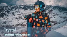  Presentation with snowboard - Cool new presentation design with female-snowboarder-standing backdrop and a ocean colored foreground