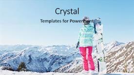  Presentation with blue mountain - Audience pleasing slide set consisting of female snowboarder wearing colorful helmet backdrop and a light blue colored foreground