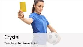  Presentation with female soccer - Amazing presentation design having female soccer player showing backdrop and a white colored foreground