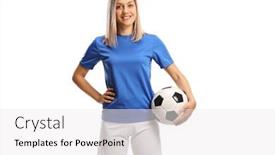  Presentation with female soccer - Slide deck consisting of female-soccer-player-smiling background and a white colored foreground