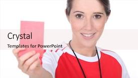  Presentation with female soccer - Beautiful presentation featuring female soccer referee holding backdrop and a lemonade colored foreground
