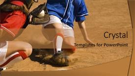  Presentation with base - Audience pleasing slide deck consisting of female softball player sliding backdrop and a coral colored foreground