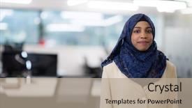  Presentation with african american startup - Audience pleasing slide deck consisting of female software developer with blue backdrop and a mint green colored foreground