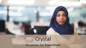  Presentation with african american startup - Amazing PPT layouts having female software developer with blue backdrop and a coral colored foreground