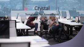  Presentation with backup and restore software - Slide set featuring female software developers using mobile background and a light blue colored foreground