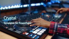  Presentation with recording studio - Beautiful presentation theme featuring female sound operator in audio backdrop and a ocean colored foreground