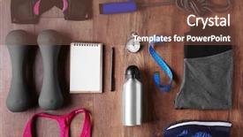  Presentation with female sport - Presentation with female sport equipment background and a tawny brown colored foreground