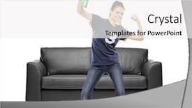  Presentation with female sport - PPT theme consisting of female sport fan isolated on white background background and a white colored foreground