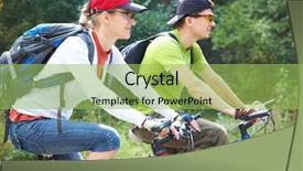  Presentation with riding jetski - Slides with female sports - couple riding bicycle in park background and a  colored foreground