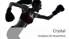  Presentation with boxing - Presentation theme with female sports - one caucasian woman boxing exercising background and a white colored foreground