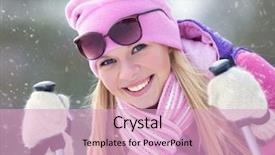  Presentation with ski - Colorful PPT theme enhanced with female sports - portrait of blondy young woman backdrop and a lemonade colored foreground