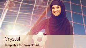  Presentation with female soccer - Slide set enhanced with female sports - sport football and people concept background and a lemonade colored foreground