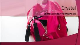  Presentation with healthy lifestyle - Amazing PPT layouts having female sports stuff in bag backdrop and a coral colored foreground