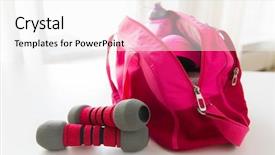  Presentation with healthy lifestyle - Beautiful PPT theme featuring female sports stuff in bag backdrop and a white colored foreground