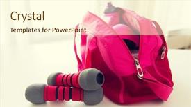  Presentation with healthy lifestyle - Colorful presentation design enhanced with female sports stuff in bag backdrop and a cream colored foreground