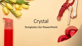  Presentation with flat lay of female sport - Audience pleasing slide set consisting of female spring fitness sport accessories backdrop and a lemonade colored foreground