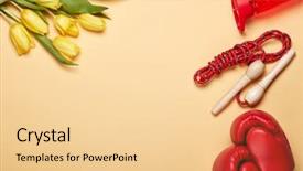  Presentation with female sport - Presentation design featuring female spring fitness sport accessories background and a blonde colored foreground