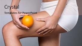  Presentation with skin care natural yellow and white - Theme with female squeezes cellulite skin background and a coral colored foreground