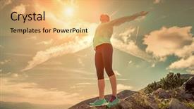  Presentation with climbing to top of mountain - Cool new presentation design with female stay on the top backdrop and a yellow colored foreground