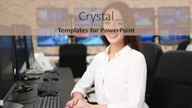  Presentation with trader - PPT theme enhanced with female-stock-trader-working background and a coral colored foreground