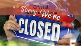  Presentation with female - Presentation with female-store-owner-turning-sign background and a red colored foreground