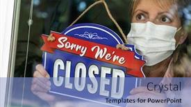  Presentation with medical sign - Presentation featuring female-store-owner-wearing-medical background and a light blue colored foreground