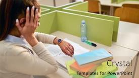  Presentation with late - Slide deck enhanced with female-student-at-the-university background and a coral colored foreground