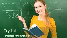  Presentation with math - Slide deck featuring female student doing math background and a forest green colored foreground