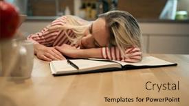  Presentation with atmosphere - Beautiful theme featuring female-student-fell-asleep backdrop and a coral colored foreground