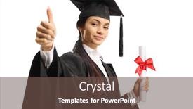  Presentation with graduation - Beautiful theme featuring female-student-in-a-graduation backdrop and a tawny brown colored foreground