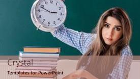  Presentation with chalkboard - Slide deck featuring female-student-in-front background and a  colored foreground