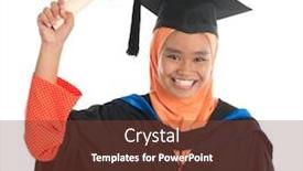  Presentation with graduation - Slide deck with female-student-in-graduation-gown background and a tawny brown colored foreground