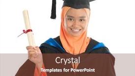  Presentation with graduation - Audience pleasing slide deck consisting of female-student-in-graduation-gown backdrop and a tawny brown colored foreground