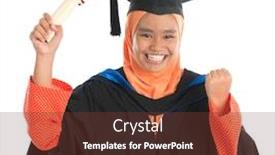  Presentation with graduation - PPT theme featuring female-student-in-graduation-gown background and a tawny brown colored foreground
