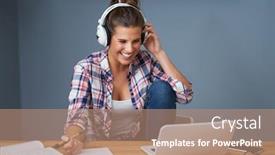  Presentation with learning - Presentation theme with female-student-learning-at-home background and a coral colored foreground