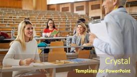  Presentation with professor - Presentation design enhanced with female-student-likes-the-professor background and a tawny brown colored foreground