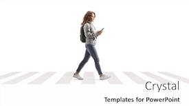  Presentation with listening - Presentation having female-student-on-a-pedestiran background and a white colored foreground