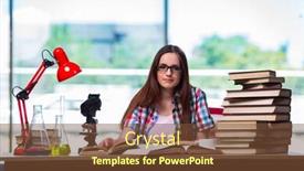  Presentation with chemistry - Cool new PPT theme with female student preparing for chemistry exams backdrop and a tawny brown colored foreground