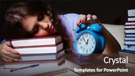  Presentation with worried female college student for health check up - Audience pleasing presentation design consisting of student preparing for exams late backdrop and a tawny brown colored foreground