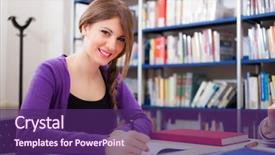  Presentation with reading - Beautiful slides featuring female student reading a book backdrop and a violet colored foreground