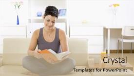  Presentation with female college student for health check up - Amazing theme having female student sitting on sofa backdrop and a soft green colored foreground