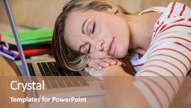  Presentation with med student in class - Beautiful slide deck featuring female student sleeping in class backdrop and a  colored foreground