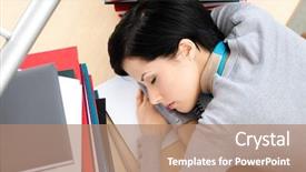  Presentation with piles - Audience pleasing slide set consisting of female student sleeping backdrop and a coral colored foreground