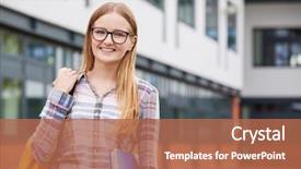  Presentation with worried female college student for health check up - Colorful theme enhanced with female student standing outside college backdrop and a coral colored foreground
