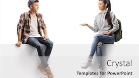  Presentation with worried female college student for health check up - Presentation theme featuring female-student-talking background and a light gray colored foreground