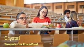  Presentation with thinking - Colorful presentation design enhanced with female-student-thinking backdrop and a tawny brown colored foreground