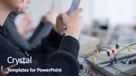  Presentation with electronics - Slides enhanced with female student using a mobile background and a  colored foreground