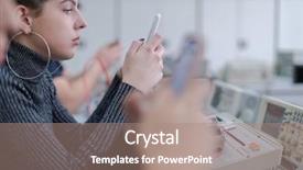  Presentation with student - Presentation enhanced with female student using a mobile background and a  colored foreground