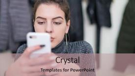  Presentation with student - Presentation having female student using a mobile background and a  colored foreground