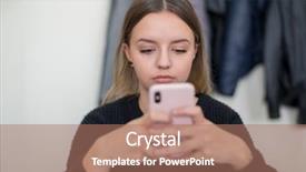  Presentation with student - Beautiful presentation featuring female student using a mobile backdrop and a  colored foreground